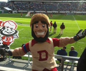 Now Boone was the official mascot for DU until he was forced to retire in 1998 over concerns that he represented the Western extinction of Native American culture. He now serves in an unofficial capacity. Still, controversial or not, I wouldn't want to go anywhere near him.