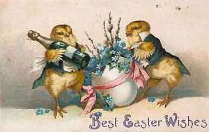 The one with the bottle is destined to become the famed rooster His Royal Majesty Rex Goliath who would reach a whopping 47 pounds as "the World's Largest Rooster" and have a wine company named after him in California.