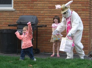 Man, I don't know about you but this Easter Bunny seems like a very bad role model by the looks of it. Please don't trust him with your kids.
