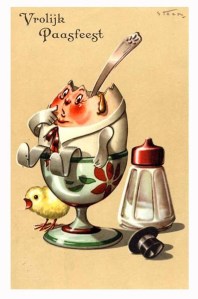 How could any card company ever think this illustration is a good idea? I mean it has a picture of an anthropomorphic egg having it's guts eaten out of him.