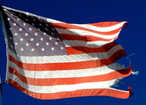 As your flag deteriorates, you might want to think about disposing it in a dignified manner, preferably by burning. There's a lot of organizations that take tattered flags and retire them.