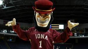 If he was a mascot for Notre Dame, he would've been perfect. However, as a mascot for Iona College, he seems like a burly man of Gaelic-Irish descent who's about to rob us blind. Really bad Irish stereotyping on the school's part.