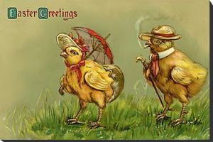 Okay, now the guy chick is smoking in a suit. The female chick has a bit of her shell attached to her ass. So does that mean she's not long hatched and that there's a bit of sugar daddery going on?