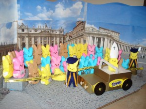 Now while I think the peepmobile is quite ingenious, I especially adore the Swiss guard uniforms here.