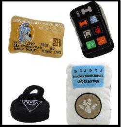 Okay, what's with these pompous cutesy wootsy playthings? I mean they resemble nothing that a dog would actually play with nor what you'd want it to play with. Seriously, you dog can do without a 