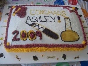 I hope she enjoys her cake with urine/beer on it. Either way, someone is going to get pissed. Also, I really don't want to know what's in the test tube.