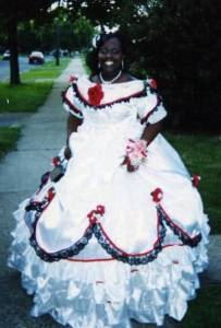 Sorry for being stereotypical here, but I'm not sure if a Southern belle dress would be seen as appropriate apparel for a black girl, according to some historians. Still, to each his own. After all, if you want to wear a dress like that to prom, that's your business. It just that the dress seems like a relic of 60s fashion. And by that, I mean 1860s.