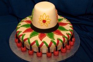 Now this is an intricate cake probably made at a bakery. But it'll do nicely. Still, I wonder if they use the same shape for a Pilgrim hat around Thanksgiving.