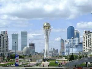 This is the 344ft Bayterek Tower in Astana, Kazakhstan. It's an observation tower representing a popular tree holding a golden egg. Of course, the conspiracy theorists will go crazy on this one. 