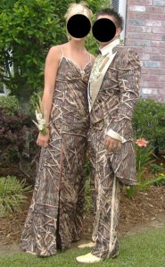 Unless your school's theme for prom is based off The Deer Hunter, I would really advise against it. Seriously, camo is proper during deer season, not prom season. Get it through your heads!