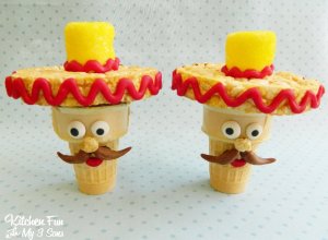 Now these are cupcakes that contain yellow cake with rice cakes and ice cream cones. But they're nevertheless cute by any means.