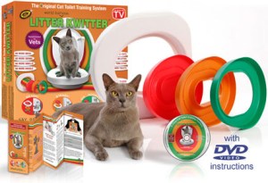 Tired of cleaning litter boxes? Wanting to potty train your cat? Well, say hello to Litter Kwitter Cat Toilet Training System. As with getting your cat to use it, well, good luck with that.