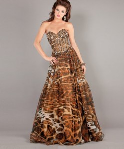 Take my advice, I hate animal prints. I think they take a reasonable looking gown and turn it into a tacky mess of poor taste. Seriously, it looks awful.
