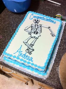 Sure some girls might major in medicine or have a thing with the macabre. But that doesn't mean you should put a skeleton on a graduation cake. I mean, that's just messed up.