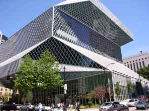 This is Seattle's Public Library in Washington state. But I'd sure not want to think that a boxy glass building would be a nice place to read.