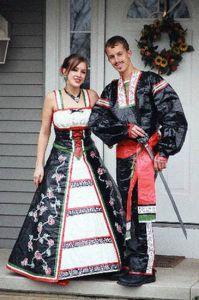 I don't know about you, but I'm sure if you had European ancestors, I'm sure they didn't dress at all like that in the home country. Unless you're counting fairy tales, of course. Also, I'm sure the guy's not allowed  to bring a sword to prom.