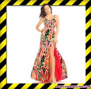 Now whoever designed this dress must've been under the influence of strong hallucinogenic mushrooms or peyote in that matter. Seriously, gives me migraines just looking at it.