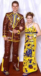Of course, when I look at these outfits, it makes me not look forward to what high school kids might wear for prom in the future. This is especially the case with the guy wearing a brown suit.