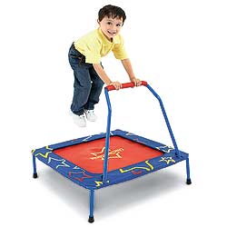 A kind of trampoline for your child minus the terrible injuries or fun. Seriously, if you kid thinks holding a bar while jumping repeatedly is fun, you might need to reconsider their sugar intake.