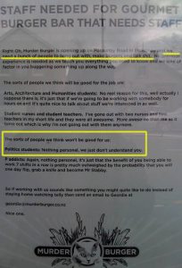 Again, you have to love Murder Burger. Not sure what their food is like. But their ads seem like they're written by complete curmudgeons and are hilarious.