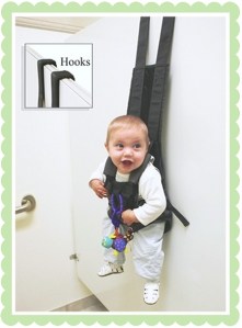 Because when mommy and daddy have their hands full, baby needs to be strung up and put against the wall. Guaranteed to traumatize the little tykes that they'll need a diaper change every time they're out of it.