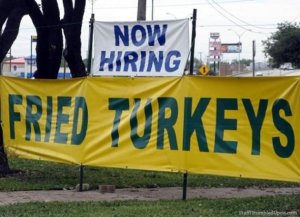 I'm sure this is a case of bad ad placement. Seriously, who'd want to hire fried turkeys. Still pretty funny.