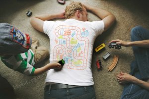 For $22, this shirt gives dad a back rub as well as fosters a bond between him and his children. Hope the kiddies aren't playing with Legos, though.
