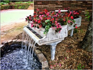 Sure it's a bit water logged and won't play a note. But at least the flowers and waterfall are pretty.