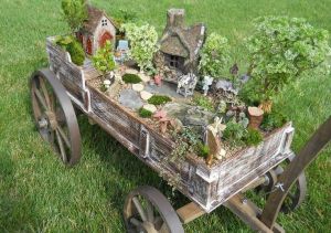 Also, if your miniature garden is in a wagon, it's easier to transport and you don't have to worry about potentially dumping it, unlike a wheelbarrow. Still, it's quite beautiful and an ideal fairy mecca as I see it.