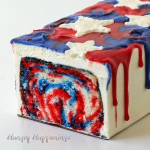 And yes, the red, white, and blue run together inside the cake as well as on the icing. Quite innovative if I do say so myself.