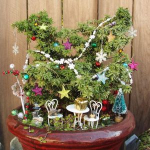 Yes, they have Christmas decorations for mini gardens.  They have decor for other holidays, too. Well, you can keep these kinds of gardens  all year round. There's no weather to stop you.