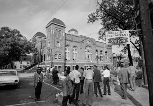 For much of American history, black churches have played significant roles in the African American community, especially since they were often hubs for political organization during the Civil Rights Movement. This made such places key targets for white supremacist violence. Shown here is Birmingham, Alabama's 16th Street Baptist Church which was subject to a Klu Klux Klan bombing in September 16, 1963 which killed 4 young girls and wounded 22.