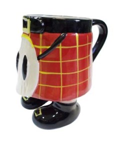 Now this ceramic red kilt mug also has legs to go along with it. Nevertheless, I can't help whether they wear anything under there. Then again, I must've gotten me mind in the gutter.