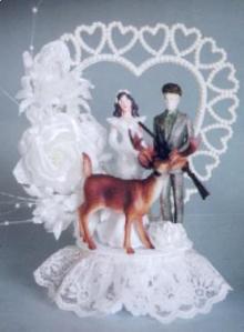 Like how the groom is dressed up like Davy Crockett in a suit. Yeah, really seems like he's going to bring home a buck. Hope it has 3 or more points or else it ain't legal to shoot.