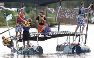 Well, I'm not sure if bouncing on a trampoline is a good idea in a body of water. Of course, they're wise to have some safety procedures.
