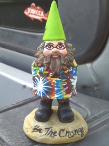 Not sure if the cone hat goes with the tie dye. But with the glasses and his beard, I'm sure he'd fit in at any music festival quite nicely. Still, I'd stay out of the 1969 Woodstock festival if I were him.