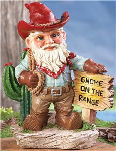 Of course, I'm not sure if he's a cowboy gnome or a rancher gnome. Then again, despite being in cowboy clothes, I'm not sure if he even works with cows. Because if he don't have cows, then he's no cowboy.