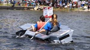 Now I wonder if this event is just a regatta or some weird form of Battleship. Seems like it's made from Styrofoam which I highly advise against as a packing material.
