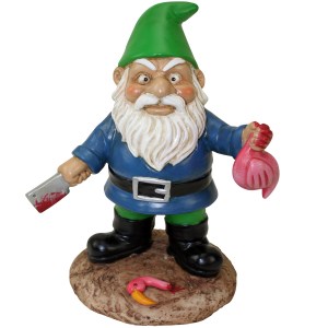 Now this is just demented if you really think about it. But I kind of find the gnome using the cleaver to behead a flamingo quite amusing, in a sick and twisted kind of way.