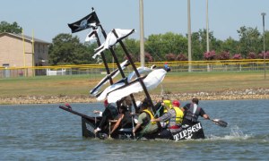 Looks like they have to throw a man or two overboard before they could get ship shape. Either that or at least perhaps try to give the boat an equal weight distribution.