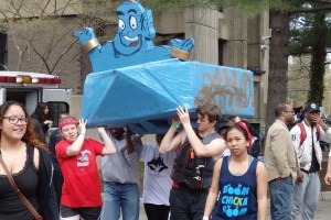 And it seems that these people are avid fans of Aladdin. I mean they have a Genie float after plans for a magic carpet raft fell through.