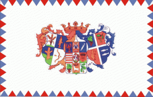 Well, aside from the airmail envelope border, there seems to be a lot of crap on this flag. Guess one place wanted a flag that symbolized the most stuff. Still, it's quite a bit overboard to say the least.