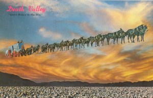 Looks more like some depressing Christmas card to me. Still, the ghost riders don't seem as menacing in this postcard as they do in the hit Johnny Cash song. 