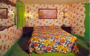 This is called, "The California Poppy Room." From the card: "The lavish use of our State flower is applauded by all nature lovers…and we agree that the Poppy is beautiful!" Yes, but do they also know what comes from poppies? It's not something that has a good reputation.