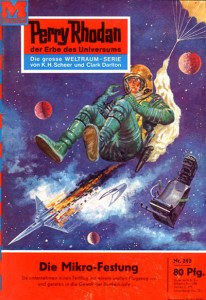 Now this is part of a famous German sci-fi series from the 1960s which has sold over a billion copies. It's the most successful sci-fi book series ever written. However, you'd think a series like this would have a better cover design. Looks like that rocket ship is has launched from Perry's pants.