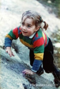Here we see the future princess climbing a rock in her pigtails. Of course, when her prince comes, little would she know that he'd be an actual prince. Prince William, anyway.