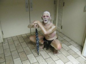 I'm sure he's in this place to look for his precious. However, he won't find it because a hobbit named Bilbo Baggins already too it. But he seems to love the camera anyway.