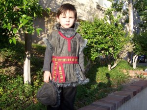 I guess this is a little Eastern European Renaissance costume. I hope he's not going as a little Ivan the Terrible.