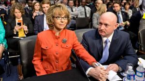 This is former Democratic US Congresswoman Gabrielle Giffords and her husband astronaut Mark Kelly. In 2011, Giffords was shot in the head by Jared Loughner in her district of Tucson, Arizona. She had to resign her seat to recover from her injuries. She and her husband are now advocates for gun control, not surprisingly.
