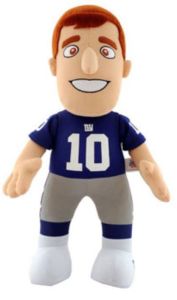 Yes, this is a plushie of the New York Giants quarterback as well as 2 time Super Bowl MVP. However, before Peyton should get this to taunt his brother, he should know that they have one of him, too. Oh, and they also have Tony Romo, Jay Cutler, Larry Fitzgerald, Ben Roethlisberger, Troy Polamalu, and Michael Vick.